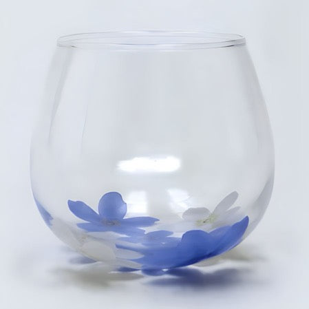 水月鏡花藍星花玻璃杯