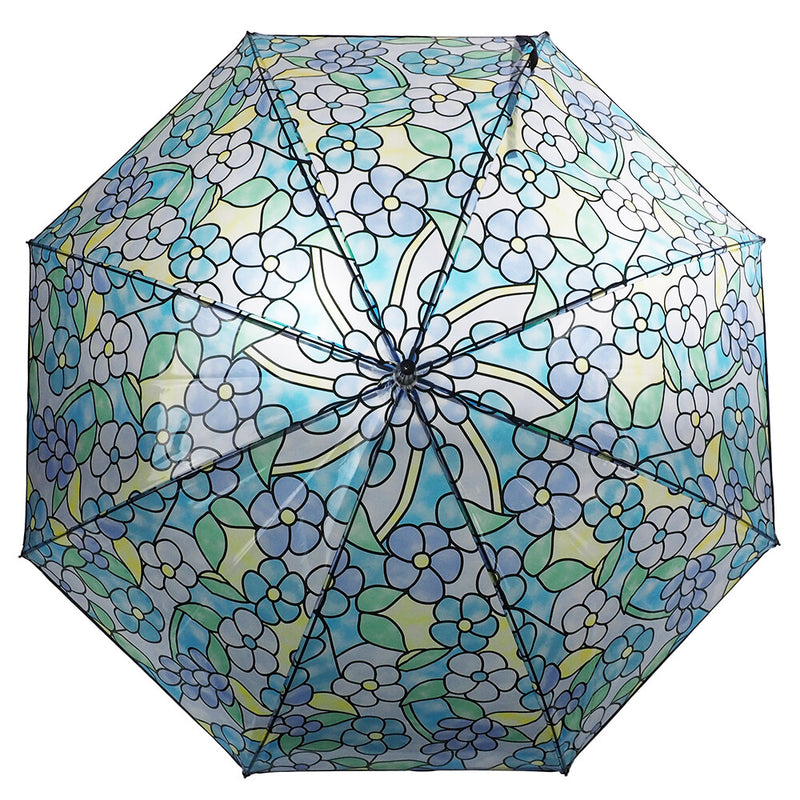 繽紛花海彩繪玻璃風透明長傘